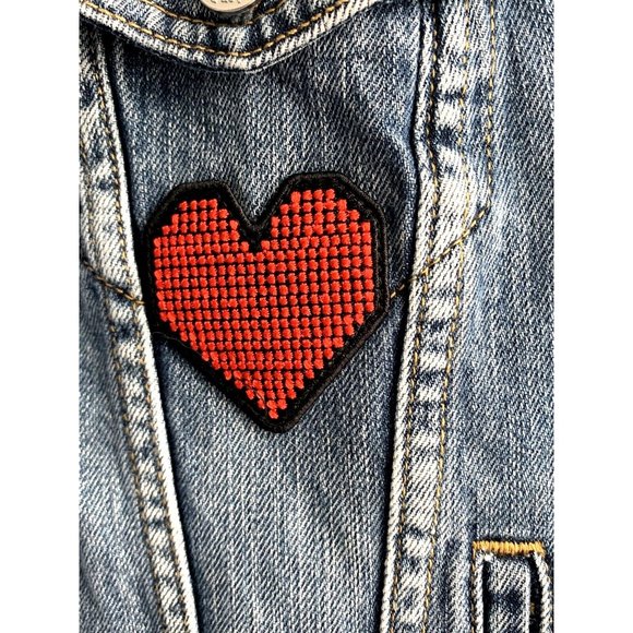 Aritzia Sunday Best Women's Cotton Denim Button Up Embroidery Trucker Jacket S - Picture 3 of 16